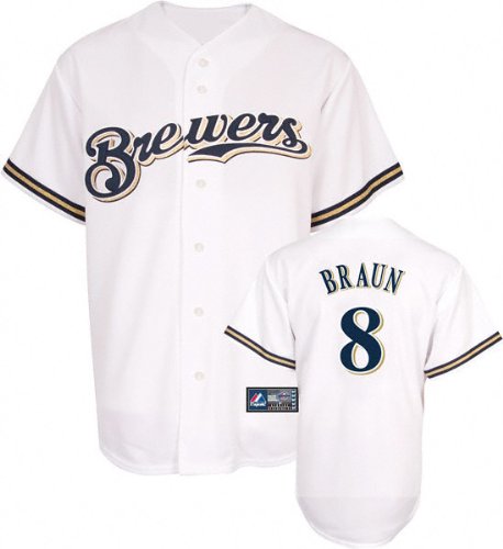 Ryan Braun Milwaukee Brewers Adult Home White Jersey #8 (XXL)