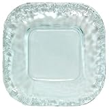 Spanish Recycled Textured Glass Square Serving Platter 13.5"D