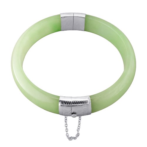 Dramatically poetic Sterling Silver Jade Bangle Bracelet