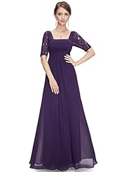 Ruched Chiffon Square Neck Elbow Length Sleeves Evening Dress/Prom Dress/Wedding Dress 
