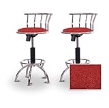 2 24"-29" Red Textured Glitter Fabric Seat Chrome Adjustable Specialty / Cu ....