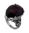 Antique Design Cocktail 316L Stainless Steel Ring with Amethyst CZ in Prong Set - 3mm Band Width - Size: 5-9