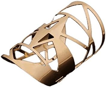 Celestte Women Hollow Gold Open Ended Wide Bracelet Bangle Cuff
