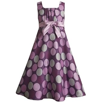 Bonnie Jean TWEEN GIRLS 7-16 PURPLE DOT PRINT BOW FRONT SHANTUNG ...