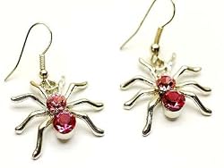 Pink Crystal Spider Design Crystal Studs Earrings - Pink