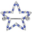 Sapphire Blue Gem Paved Stunning Star Nipple Shield