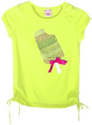 G Cute Girls Lovely Rhinestones T Shirt with Side Bow(GRLTOP-CAS,YEL-10/12)