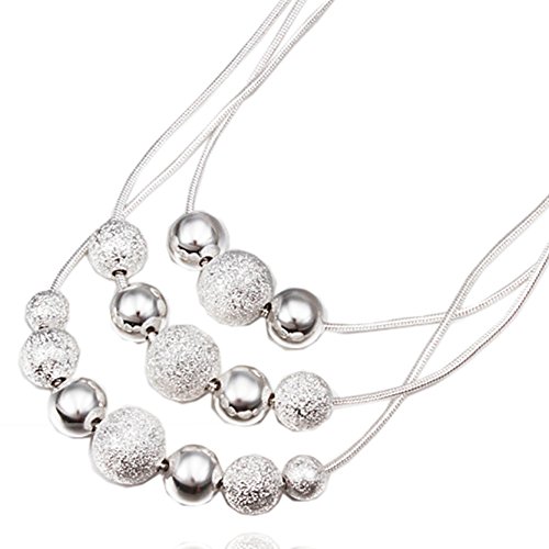 Sephla 925 Sterling Silver Triple Layer Snake Chain Mix Beaded Necklace For Women