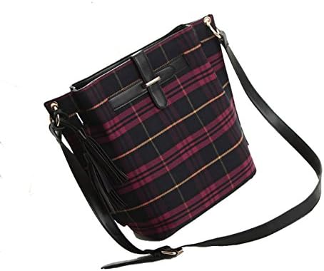 TESSLA Bucket Handbag Crossbody Shoulder Messenger Totes Bag - Red