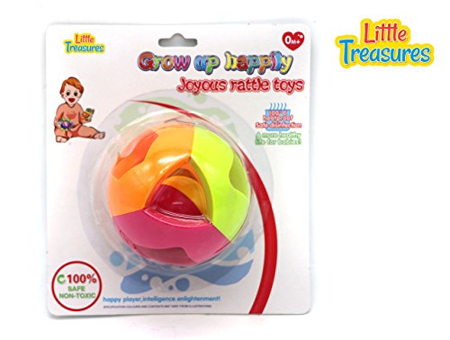 Grow Up Happily Joyous Rattle Toys – 100% safe and non-toxic; colorful sphere with a ball in the center, that rattles as the newborns shake the toy in their tiny hands producing cute little laughs