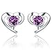 Rhodium Plated 925 Silver Amethyst Heart Shape title=