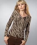 Apparel : Charter Club Cashmere Zebra-Print V-Neck Sweater