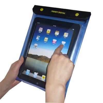 TrendyDigital WaterGuard Plus Waterproof Case for Apple iPad with Padding, Blue Border