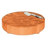 Catskill Craftsmen Wood End Grain Round Cutting Slab with Feet by Catskill Craftsmen