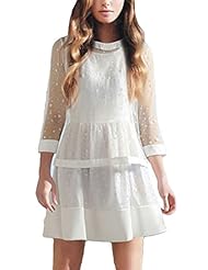 Spring Summer Lace Round Neck Short Chiffon/Tulle  Dress