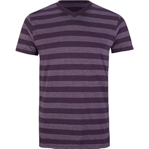 BLUE CROWN Rugby Stripe Mens V-Neck T-Shirt