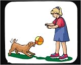 Mouse Pad with familiaris, body, individuals, individual, domestic, game, humans, girl, woman, person, dog, ball, equipment, human, persons, dogs, young, play, canis, people