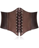 HOTER&reg; Lace-up Corset Style Elastic Cinch Belt -COFFEE