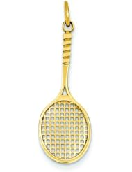 14K Yellow Gold Tennis Racquet Charm Sports Pendant