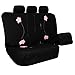 FH-FB053128 3 Row Floral Design Cloth Car Seat Covers, Airbag compatible and Split Bench, Black