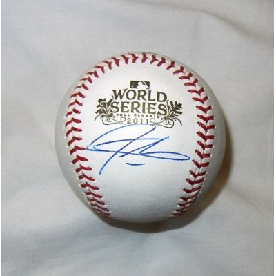 Josh Hamilton Autographed Official 2011 World Series Baseball W/PROOF, Picture of Josh Signing For Us, Texas Rangers, 2011 World Series