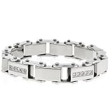 MENS STAINLESS STEEL BRACELET W/CZs 41 tAMaXRoL. SL160 MENS STAINLESS STEEL BRACELET W/CZs