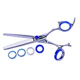 Shark Fin Hair Shears Professional Line Stainless Right Handed Swivel Texturizer 40T Blender + Scissor Case + Bella Via Hair Glitz Shimmering Hair Tinsel the Hottest Trend in Hair Accessories