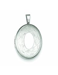 Genuine .925 Sterling Silver 19mm Polished And Brushed Leaves Oval Locket 2.7 Grams. 100% Satisfaction Guaranteed.