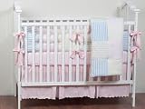 Bacati - Jersey Knit (Pink/Blue/Green/Yellow) Girls 5 Pc. Crib Bedding Set