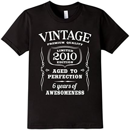Kids 6th Birthday Gift T-Shirt Vintage Ltd 2010 Edition (Fitted) 8 Black