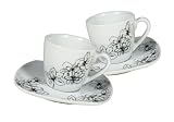 Arte Viva 111394 Espressoset Tosca , 12-teilig (6 Personen), Porzellan, eckig, schwarz, Design by Emilio Bilinni