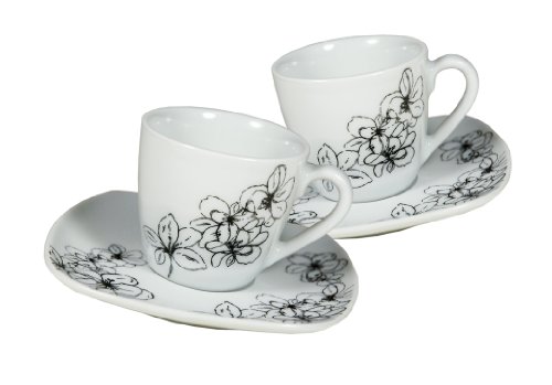 Arte Viva 111394 Espressoset Tosca , 12-teilig (6 Personen), Porzellan, eckig, schwarz, Design by Emilio Bilinni