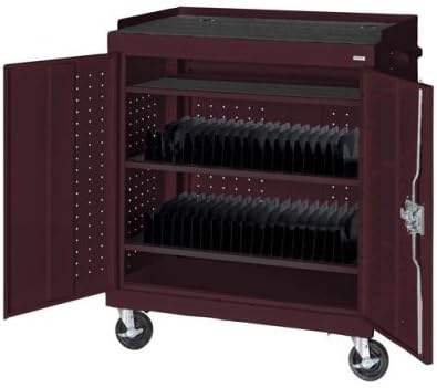 40-Compartment Laptop Storage Cart Color: Burgundy