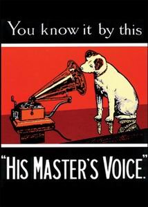 Magnet Blech-Schild His Masters Voice - schwarz 
