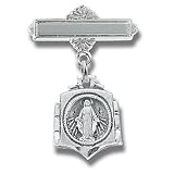 Sterling Silver Christening Baptism Baby Infant Pins Godchild Religious Mary Angel