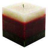 41 tQMxERsL. SL160  Triple color Square Pillar Candle   Burgundy/Green/Ivory   4X4   C557