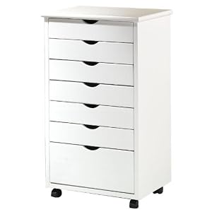 Stanton 6 + 1 Drawer Wide Storage Cart, 35.5Hx20W, WHITE by Home Decorators Collection