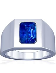 14K White Gold Cushion Cut Blue Sapphire Solitaire Ring