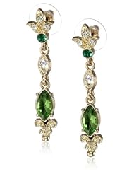 Downton Abbey "Jeweled Heirlooms Boxed" Gold-Tone Belle Epoch Navette Emerald Drop Earrings