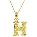 Sterling Silver & 18K Gold Overlay Big 'H' Pendant w/ Box Chain 18