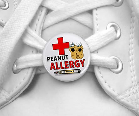 PEANUT ALLERGY EpiPen Medical Alert Pair of 1 inch Shoe Tag Charms