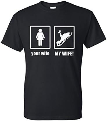 Your Wife My Wife Snowmobile Funny Black T-Shirt with Saying