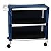 MJM International WT332-2C Wood Tone Two Shelf Cart with Cover, 200 oz Capacity, 37" Height x 40.5" Length x 20" Width, Royal Blue/Forest Green/Mauve/Tan