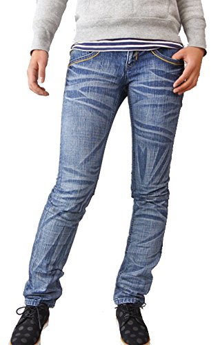 (エボワット) ET BOITE 日本製 レディース デニム パンツ ストレート ジーンズ USED ウォッシュ ダメージ 脚長 細身 スキニー イーティージーンズ 女性用 スリム 細め