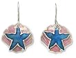 Joyce Bond Backus 2 Part Moveable Starfish & Sand Dollar Cloissone Sterling Silver Dangle Earrings