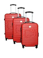 Hello Kitty Set de 3 trolleys rígidos 85260/3 (Rojo)