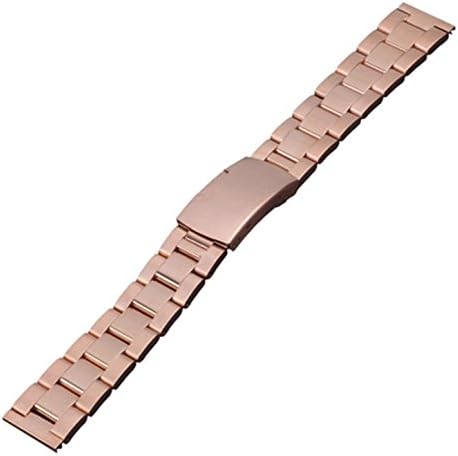 24MM. Replacement Stainless Steel Metal Watch Strap Solid Straight End Watch Band, Rose Gold