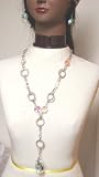 With Sterling Silver with Flat Blue Jade Disc Perry Francois Long Chain Necklace and Earrings
