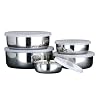 Premier Housewares 10 cm, 12 cm, 14 cm, 16 cm and 18 cm Stainless Steel Storage Bowls with Plastic Lids, Set of 5