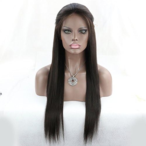 WOB Hair 130% Density Silk Straight Peruvian Virgin Remy Human Hair Wig Natural Looking With Baby Hair Around Glueless Lace Front Wig Bleached Knots 2# Hair Color
